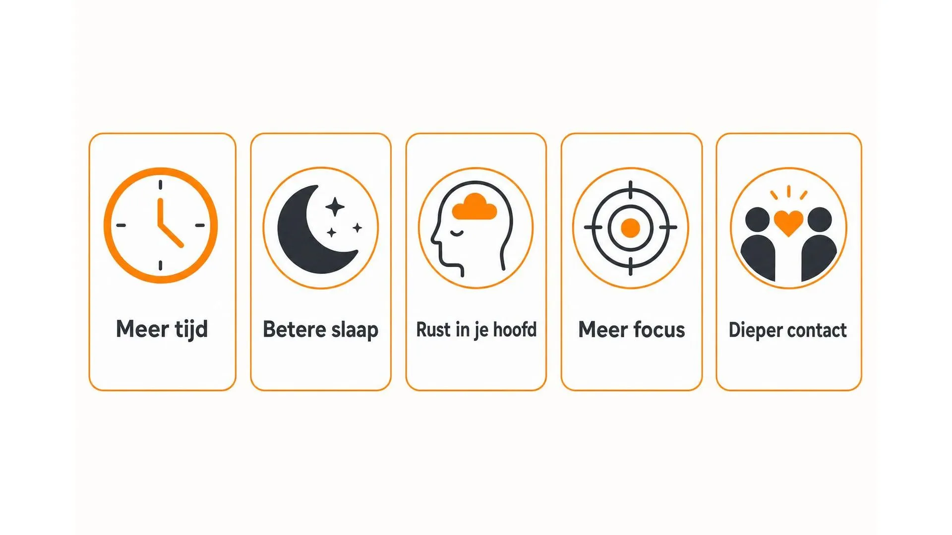 Vijf voordelen van een digitale detox: meer tijd, betere slaap, rust in je hoofd, meer focus en dieper contact