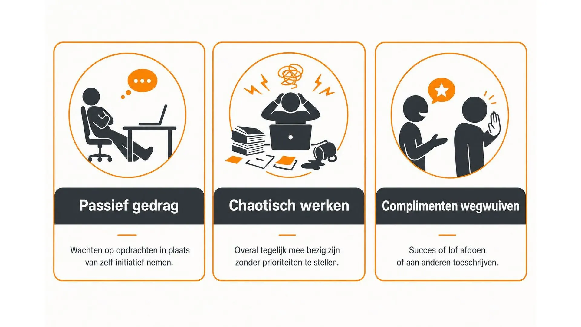 Drie signalen van faalangst op de werkvloer: passief gedrag, chaotisch werken en complimenten wegwuiven