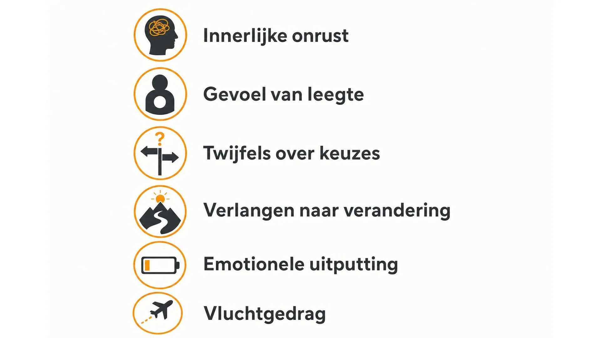 Zes veelvoorkomende signalen van een midlifecrisis op een rij