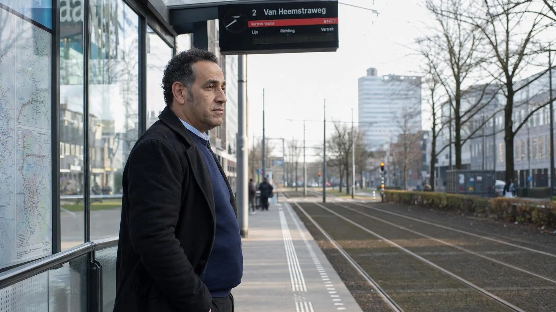 Persoon staat stil op een perron en kijkt naar de rails, moment van zelfreflectie