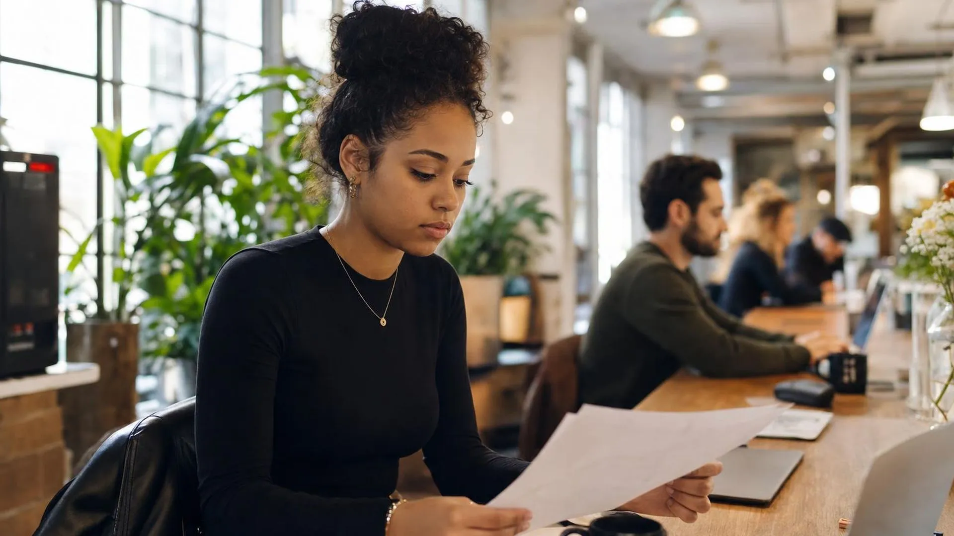 Medewerker werkt alleen aan tafel in een stille omgeving, wat de afwezigheid van teamverbinding symboliseert