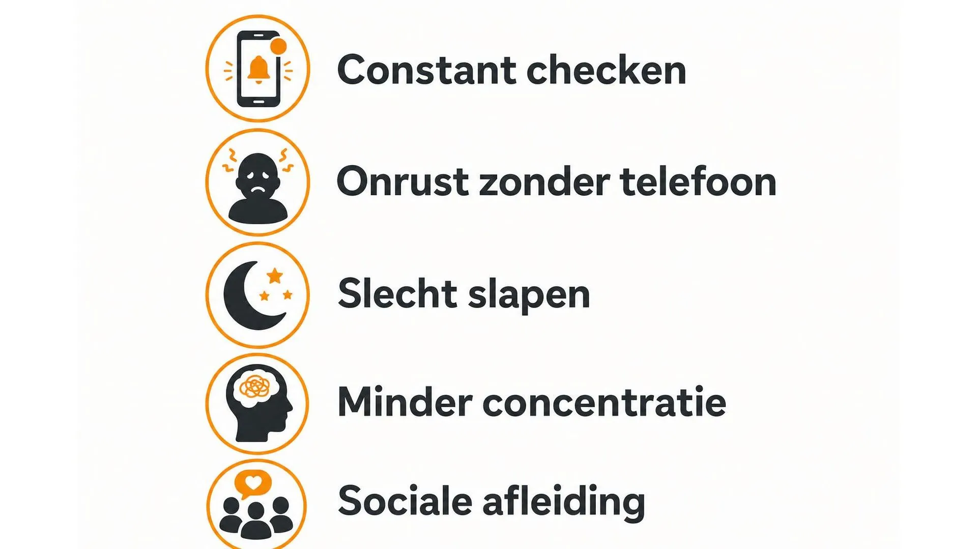 Vijf signalen van een telefoonverslaving op een rij