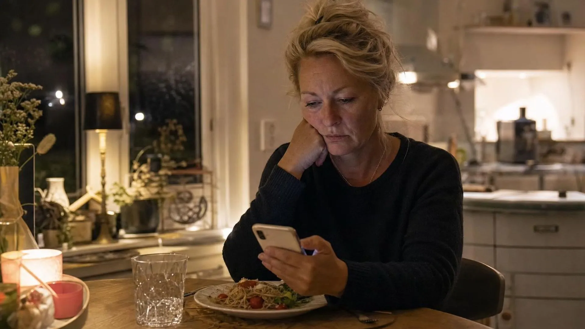 Iemand die na werktijd nog op zijn telefoon kijkt en niet kan ontspannen
